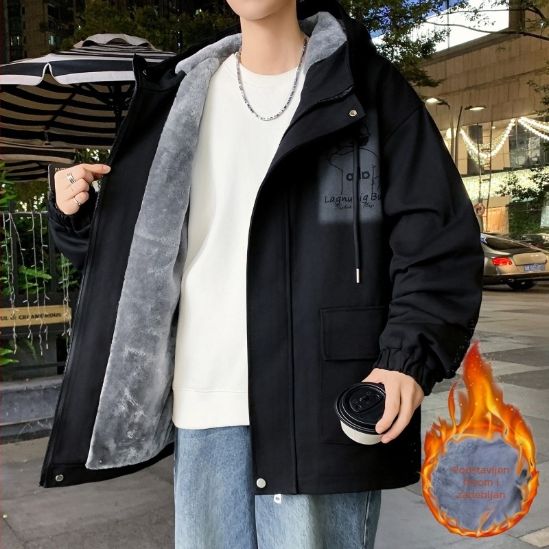 Zimska jakna za dječake srednje škole i gimnazije, podstavljena flisom, debela, stilizirana teen jakna.