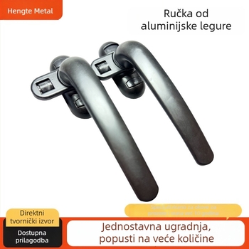 Okrugla ručka od aluminijske legure s kugličnim ležajem za klizne prozore; L-oblik ručke s mogućnošću zaključavanja i točkićem za unutarnje i vanjske prozore i vrata