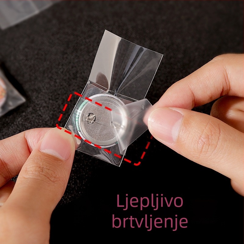 Mini samoljepljive vrećice za značke, 30 mm, samozatvarajuće, ojačan materijal, zaštitni film protiv nabora uz 20 svilenih traka