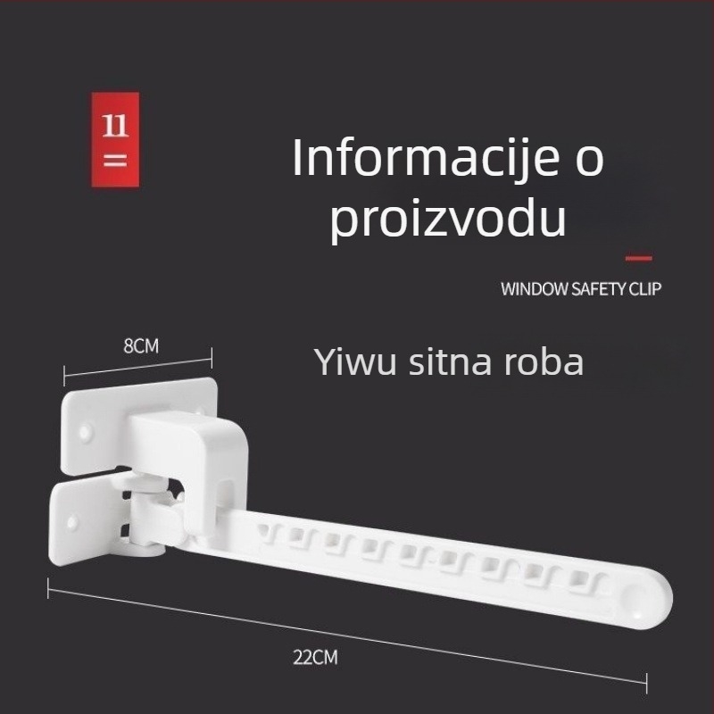 Ograničivač prozora za otvaranje, otporan na vjetar, sigurnost djece, bušenje potrebno