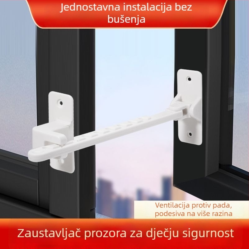 Ograničivač prozora za otvaranje, otporan na vjetar, sigurnost djece, bušenje potrebno