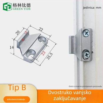 Brava za vrata i prozore od aluminijske legure s lomljenim mostom; dvostruka vanjska otvarajuća brava; hardver za aluminijsku stolariju