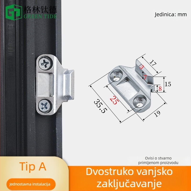 Brava za vrata i prozore od aluminijske legure s lomljenim mostom; dvostruka vanjska otvarajuća brava; hardver za aluminijsku stolariju