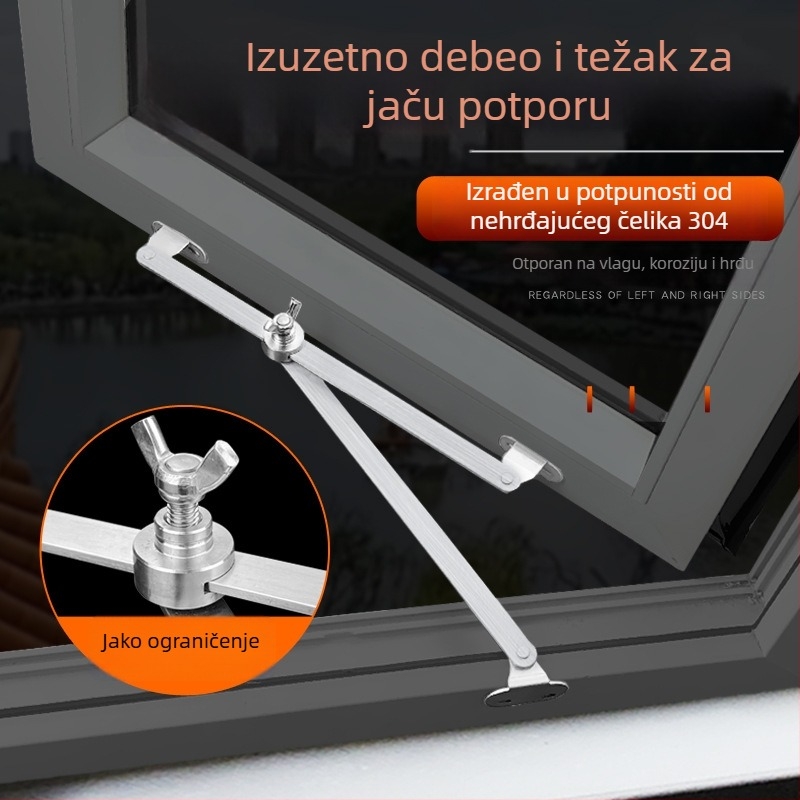 Dvostruki nosač za prozore od nehrđajućeg čelika 304, za krilne i klizne prozore, moderan minimalistički dizajn