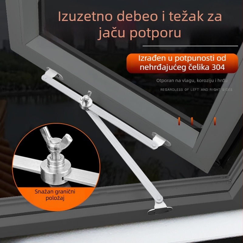 Dvostruki nosač za prozore od nehrđajućeg čelika 304, za krilne i klizne prozore, moderan minimalistički dizajn