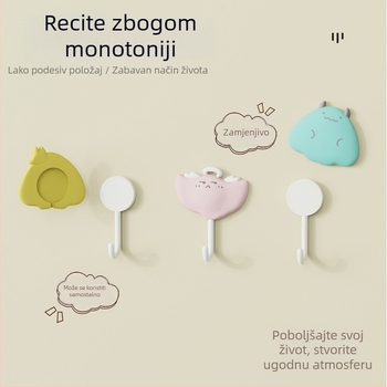 Kreativna karikatura kuka s ljepilom – bez bušenja, snažno prianjanje uz zid za kuhinju i kupaonicu, nosivost do 2 kg
