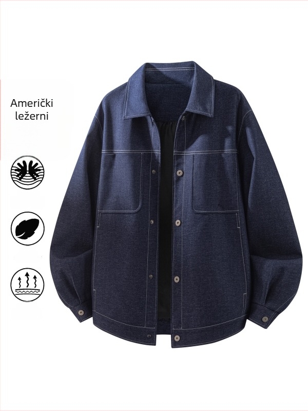 Proljetna muška denim jakna s reverom, udoban kroj, casual stil
