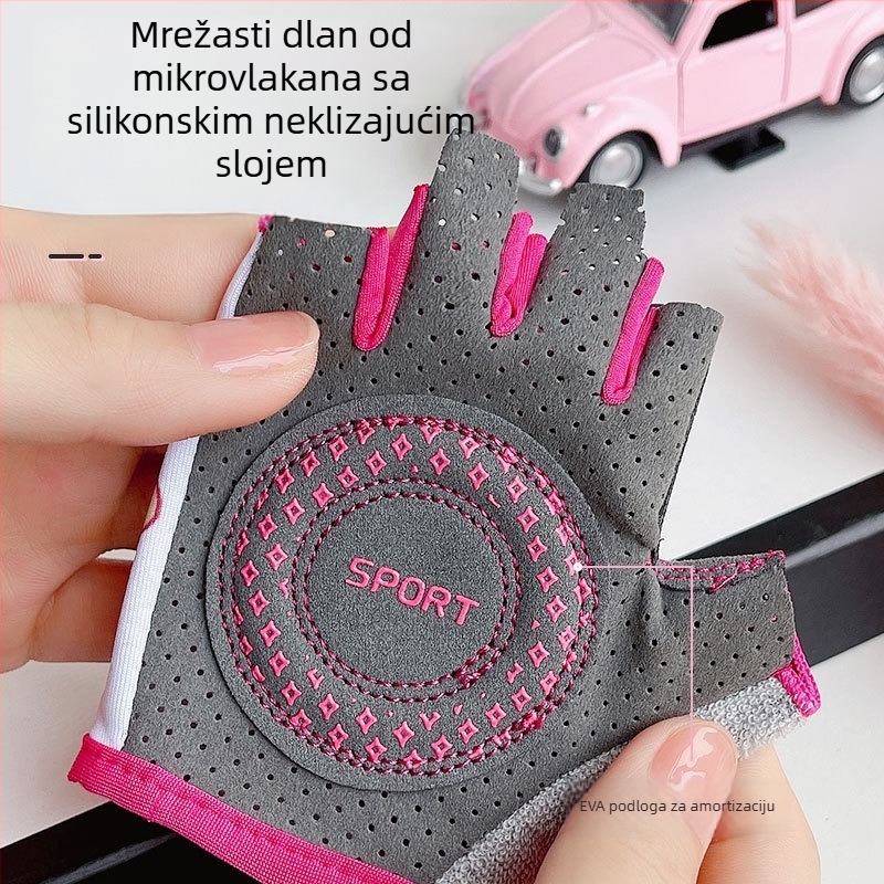 Ljetne dječje rukavice s polu prstima, crtani uzorak, lagani ice-silk materijal, protuklizne, za fitness, skateboard, rolanje i biciklizam