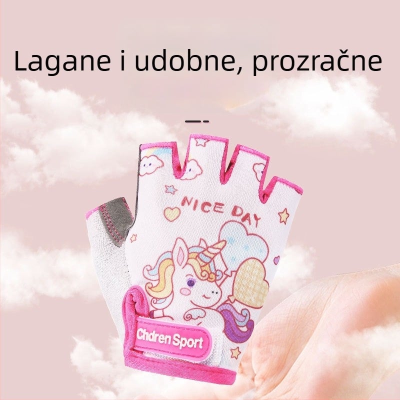 Ljetne dječje rukavice s polu prstima, crtani uzorak, lagani ice-silk materijal, protuklizne, za fitness, skateboard, rolanje i biciklizam