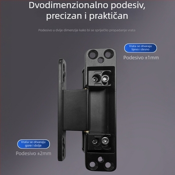 Dvodimenzionalna skrivena šarka, tiha i podesiva, za unutarnja drvena vrata sa uskim okvirom