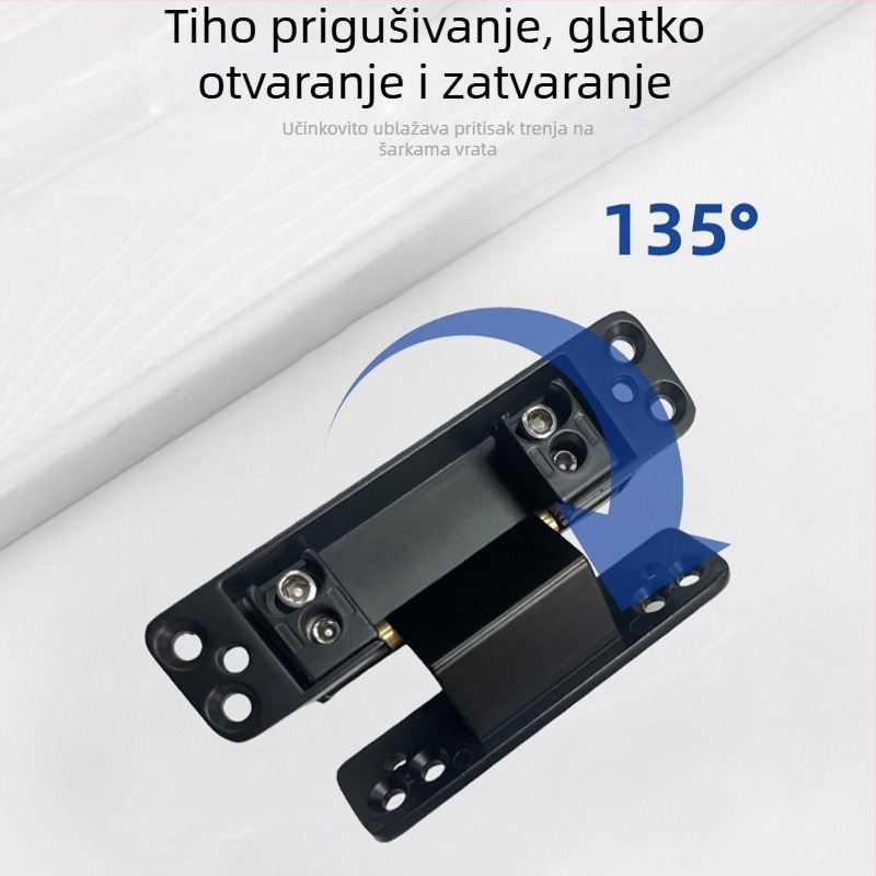 Dvodimenzionalna skrivena šarka, tiha i podesiva, za unutarnja drvena vrata sa uskim okvirom