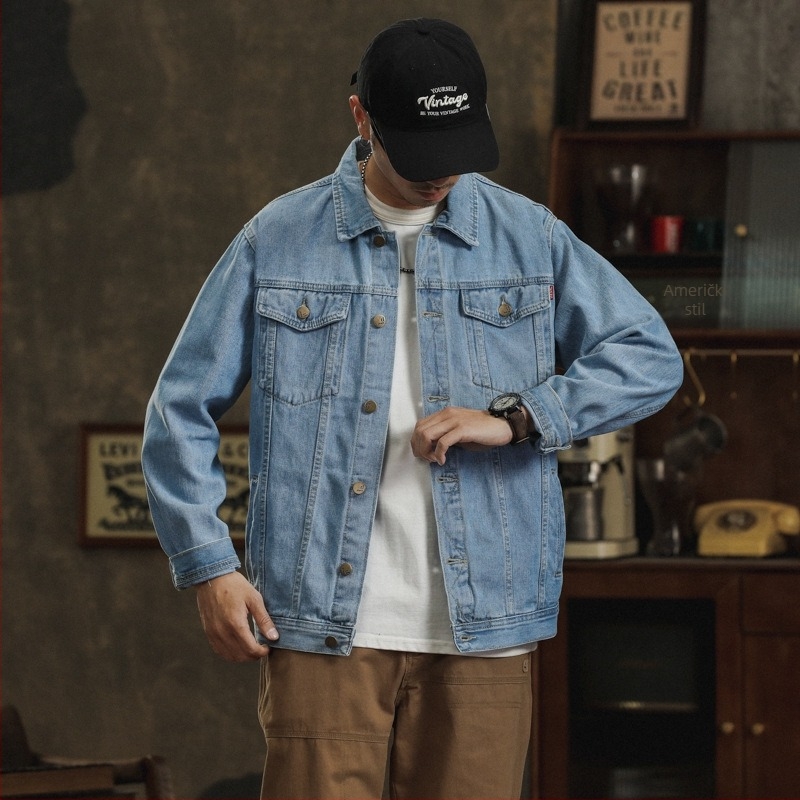 Džins jakna za mlade muškarce, proljeće i jesen, korejski stil, slim fit, moderan casual komad, svijetla nijansa