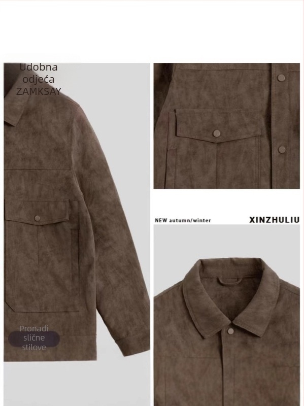 Visokokvalitetna muška PU kožna jakna s ovratnikom, modern retro stil, udobna i svestrana