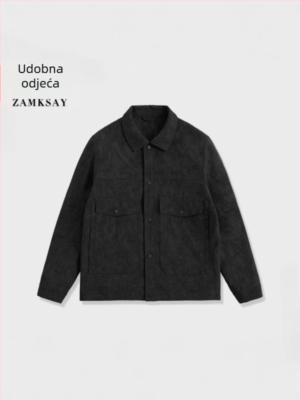 Visokokvalitetna muška PU kožna jakna s ovratnikom, modern retro stil, udobna i svestrana