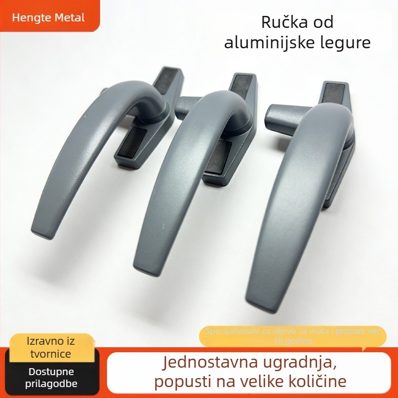 Kvaka za prozor od aluminijske legure, crna, za otvarajuće i klizne prozore, dodaci za vrata i prozore