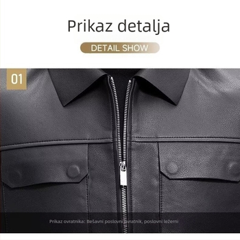 Muška PU kožna jakna s reverom, poslovni stil, zatvarač, u bojama kamel i crna