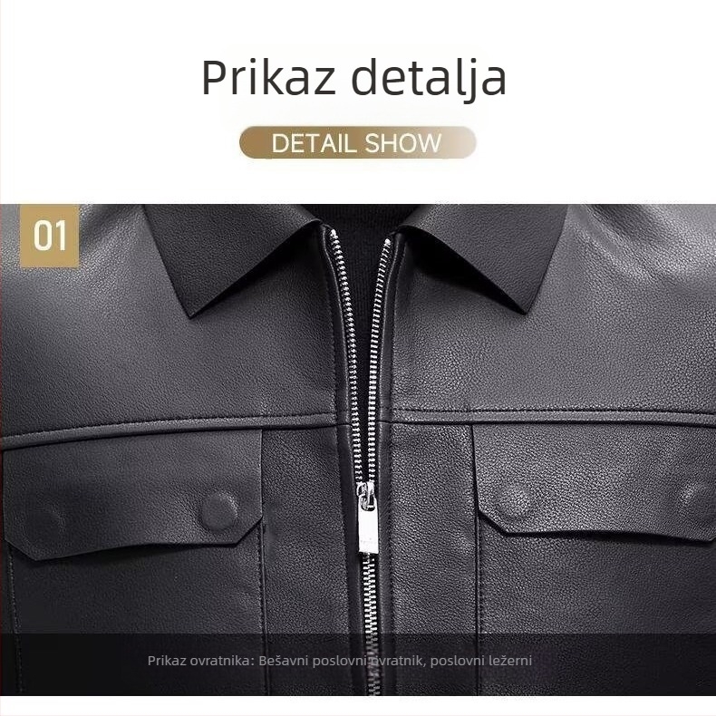 Muška PU kožna jakna s reverom, poslovni stil, zatvarač, u bojama kamel i crna