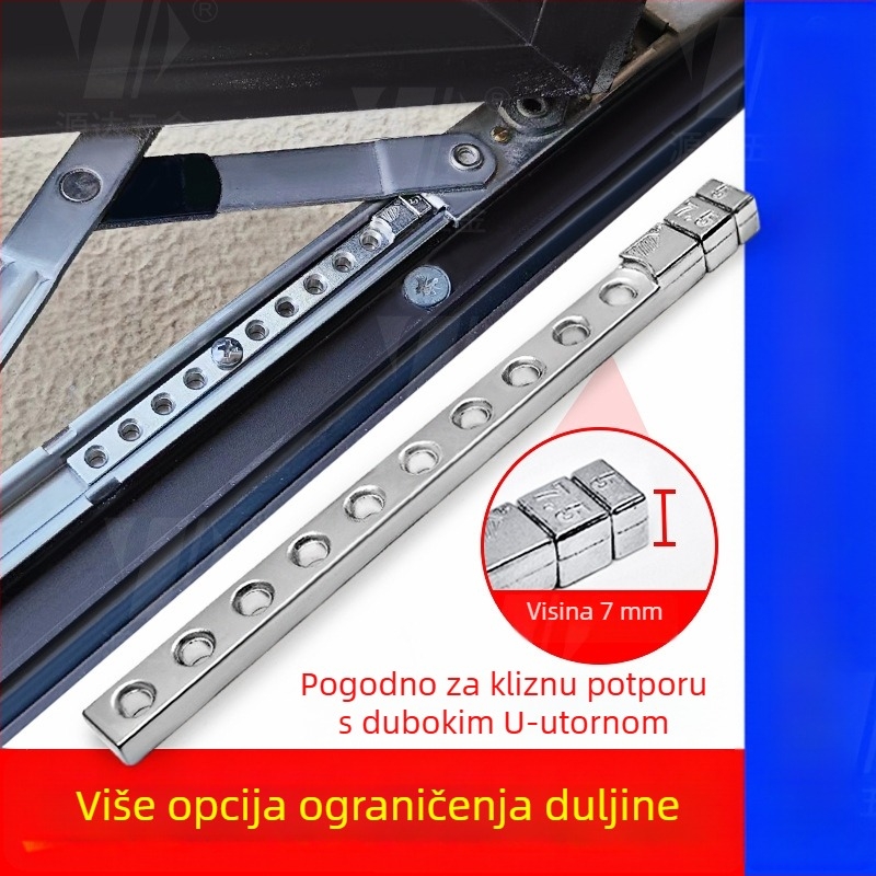 Ograničivač prozora za otvaranje krila, vodilna šipka, zaključavanje, model XWT08, cinkova legura