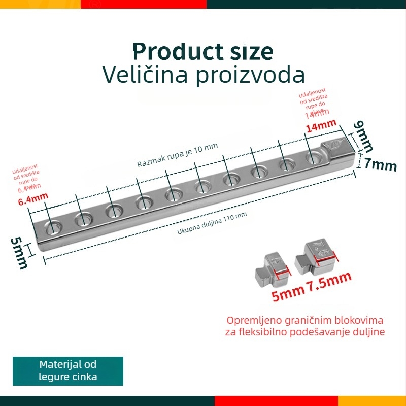 Ograničivač prozora za otvaranje krila, vodilna šipka, zaključavanje, model XWT08, cinkova legura