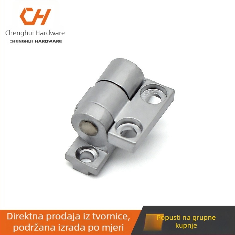 XK504 90 stupnjeva šarka s amortizerom, mini šarka, cinkova legura, mat srebrna površina