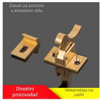 Prozorska kvačica u kineskom stilu, bakarni ptičji dizajn, površinska ugradnja, brava za vrata protiv krađe