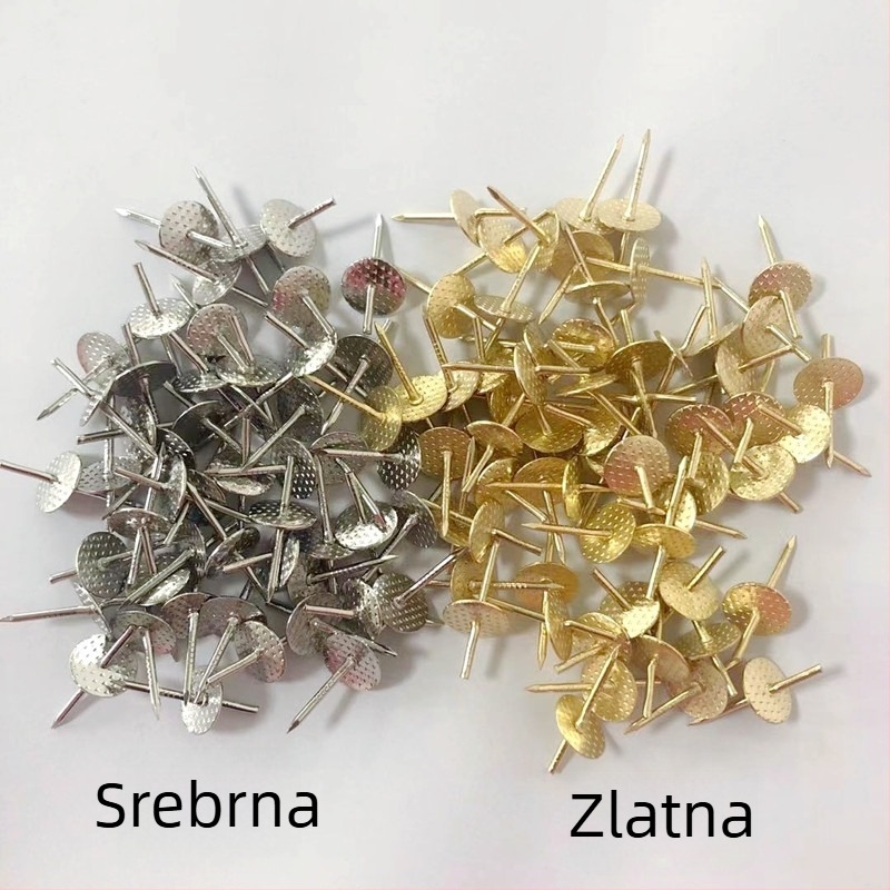 Diagonalne nokte za okvire s kukama – zlatni, srebrni i crni, u kutiji; metalni dijelovi za satove i dekorativne željezne elemente