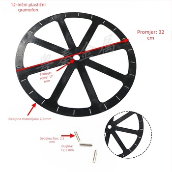 Crni plastični okretni tanjur, promjera 32 cm (12 in), za ormarić