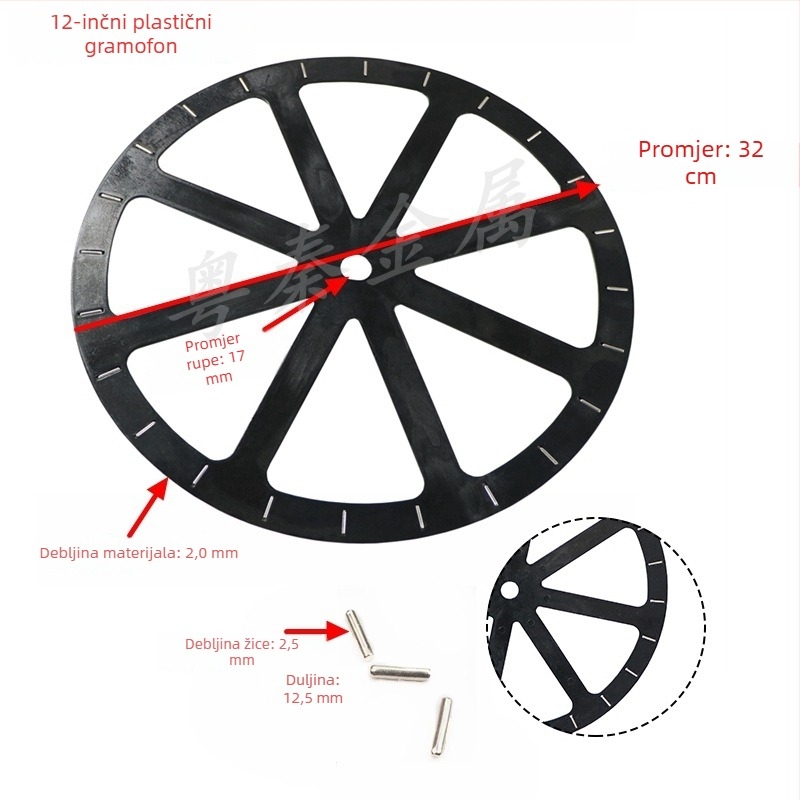 Crni plastični okretni tanjur, promjera 32 cm (12 in), za ormarić