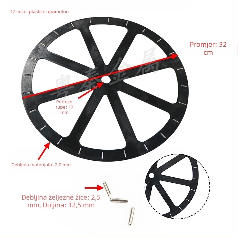 Crni plastični okretni tanjur, promjera 32 cm (12 in), za ormarić