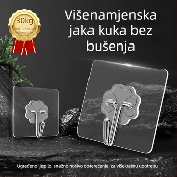 Prozirna zidna kuka s jakim ljepilom – bez bušenja, nosivost 0-1 kg, PVC