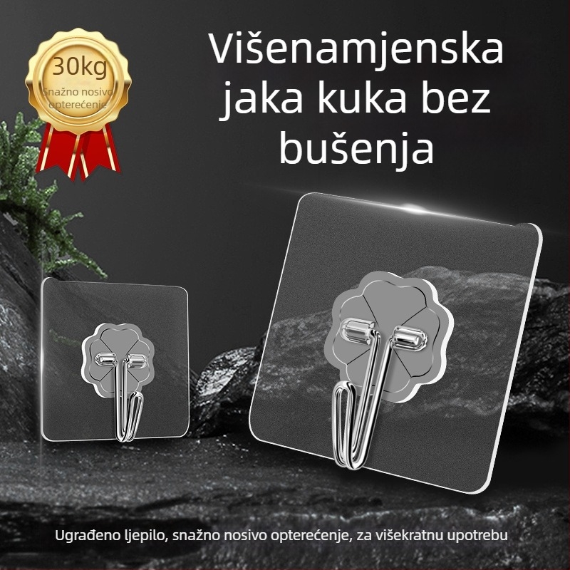 Prozirna zidna kuka s jakim ljepilom – bez bušenja, nosivost 0-1 kg, PVC