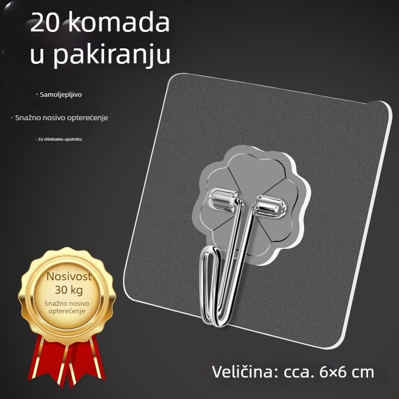Prozirna zidna kuka s jakim ljepilom – bez bušenja, nosivost 0-1 kg, PVC