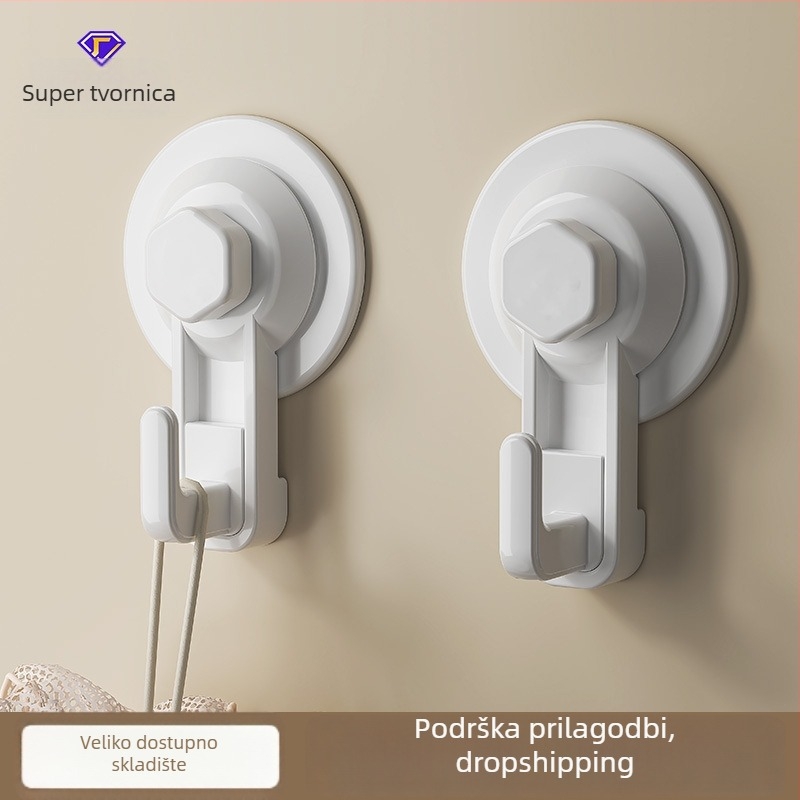 Snažni ljepilni zidni kuka bez bušenja, za kuhinju i kupaonu, 2 komada, nosivost 3–5 kg, ABS materijal.