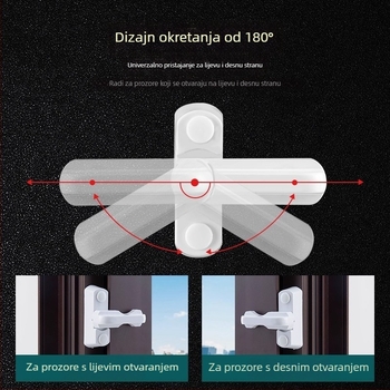 Plastična sigurnosna brava za vrata i prozore bez bušenja, za kućnu upotrebu, za prozore koji se otvaraju unutra i van, dječja sigurnost, protiv krađe, ograničivač prozora
