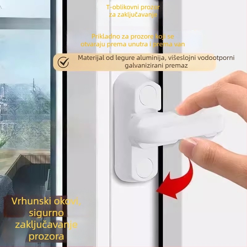 Plastična sigurnosna brava za vrata i prozore bez bušenja, za kućnu upotrebu, za prozore koji se otvaraju unutra i van, dječja sigurnost, protiv krađe, ograničivač prozora