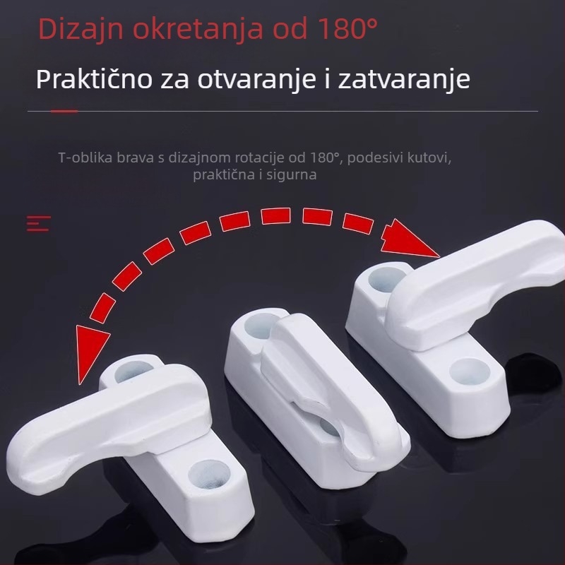 Plastična sigurnosna brava za vrata i prozore bez bušenja, za kućnu upotrebu, za prozore koji se otvaraju unutra i van, dječja sigurnost, protiv krađe, ograničivač prozora