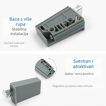 Sivi ABS plastični hardver za kuhinjske ormariće i garderobu, podesivi nosivi dio