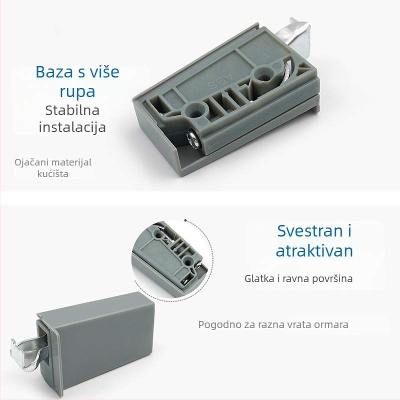 Sivi ABS plastični hardver za kuhinjske ormariće i garderobu, podesivi nosivi dio