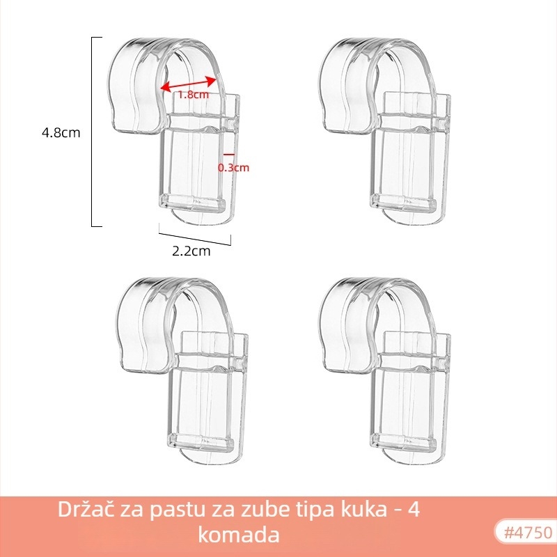 Prozirni plastični klips-hak za kupaonicu, višenamjenski viseći organizator (set od 4)