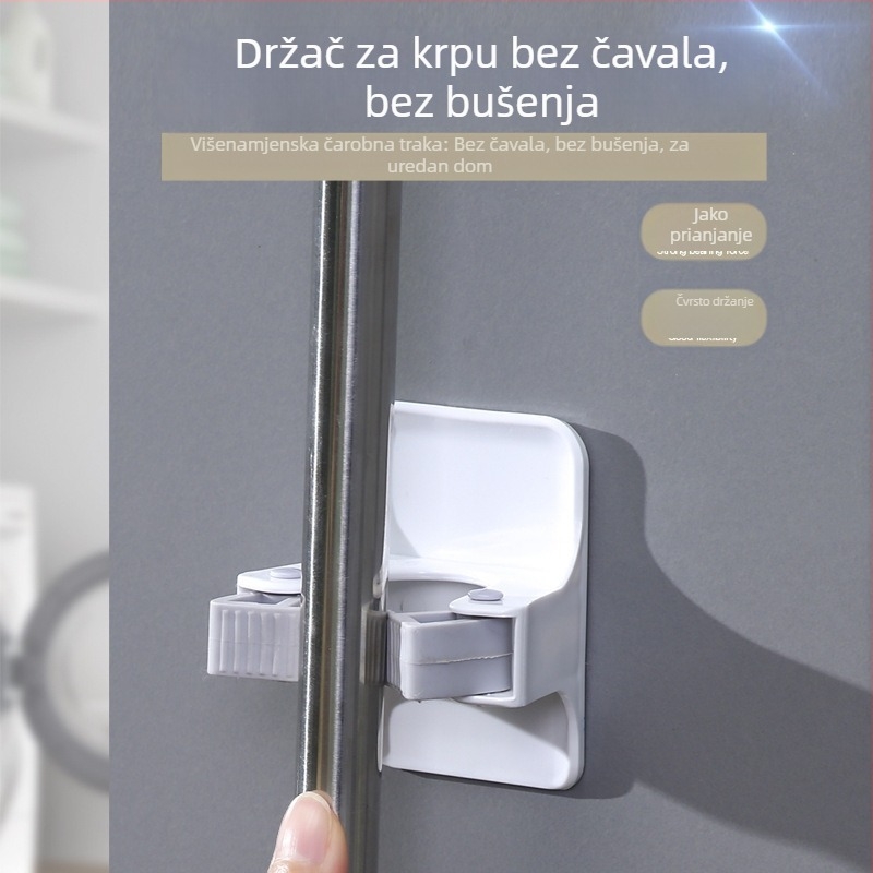 Ljepljivi klip za mop – kupaonica, zid, bez bušenja, višenamjenski držač mop i metla