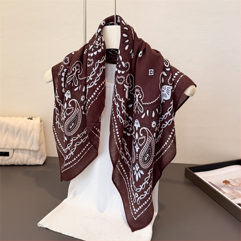 68x68 cm kvadratni šal s paisley uzorkom, boemski vintage stil, poliester tkanina s osjećajem svile i baršuna, zaštita od sunca, za žene