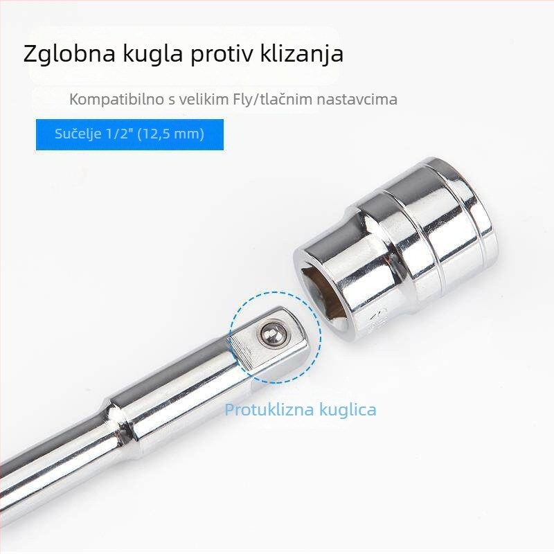 Ključ s zamjenjivom glavom u obliku T, 1/2 inča, s ručkom i produžnom šipkom