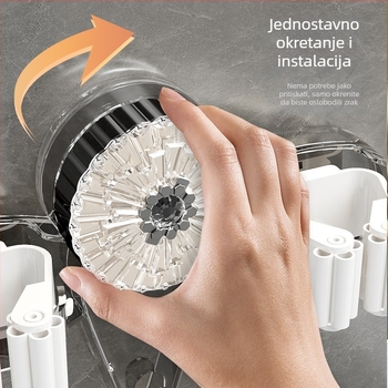 Dvo-klipni držač mop s usisnom čašom za kupaonicu, bez bušenja, prenosno