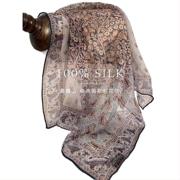 100% svila, kvadratni šal 65×65 cm, tanak i prozračan, elegantan klasičan stil za proljeće i ljeto