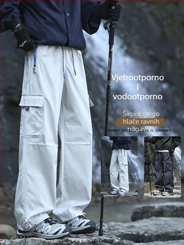 Muške radne hlače, proljeće–jesen, opuštena ravna kroj, široke sportske hlače
