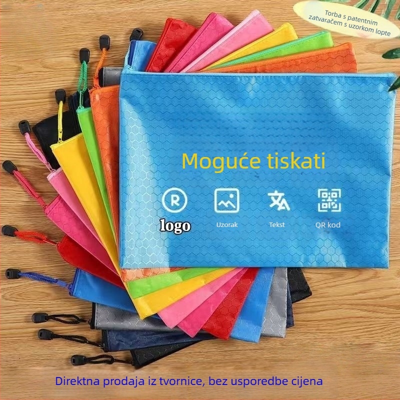 A4/A5 vodootporna debela torba za dokumente s nogometnim uzorom, zatvaračem i prilagođenim logom