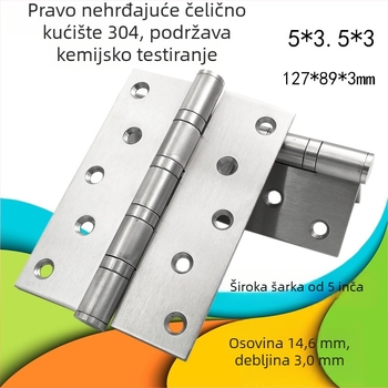 Šarka od nehrđajućeg čelika 304 za vrata i prozore, sklopna, teška, 5×3.5×3, za drvena vrata, tih rad