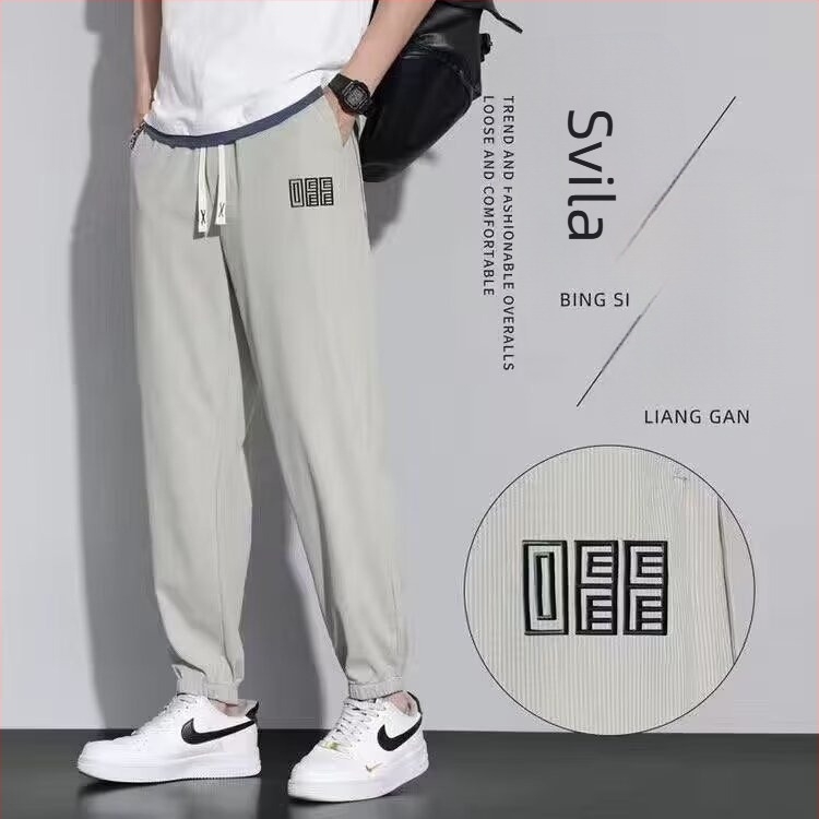 Muške ljetne hlače Ice Silk, tanke, elastične, brzo se suše, prozračne, slobodnog kroja, jogger sportske hlače
