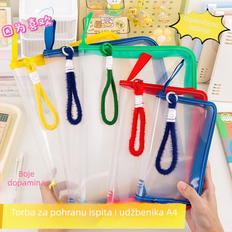 Putna torba s džepom za iPad, velika kapaciteta za A4 dokumente i udžbenike, prozirna torba sa zatvaračem