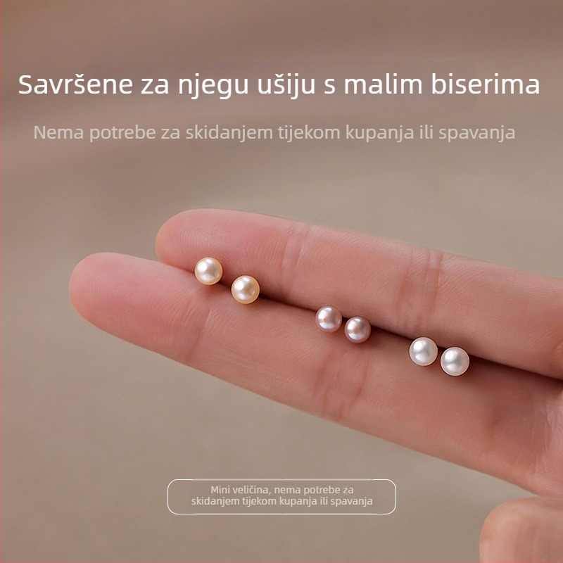 S999 sterling srebro, prirodni slatkovodni biseri, ženske naušnice s geometrijskim dizajnom